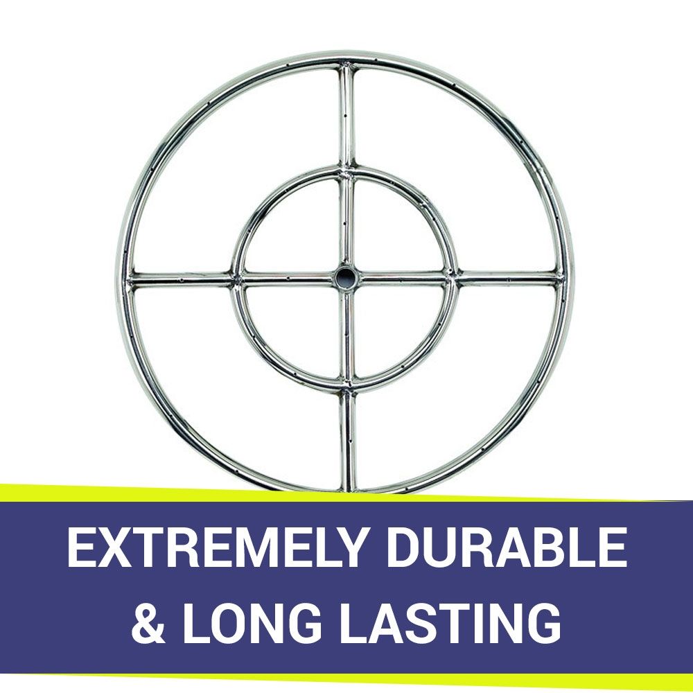 American Fire Products 18" Double-Ring Stainless Steel Fire Pit Burner with 1/2" Inlet