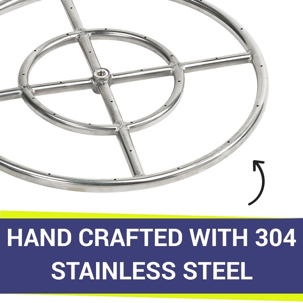 American Fire Products 18" Double-Ring Stainless Steel Fire Pit Burner with 1/2" Inlet