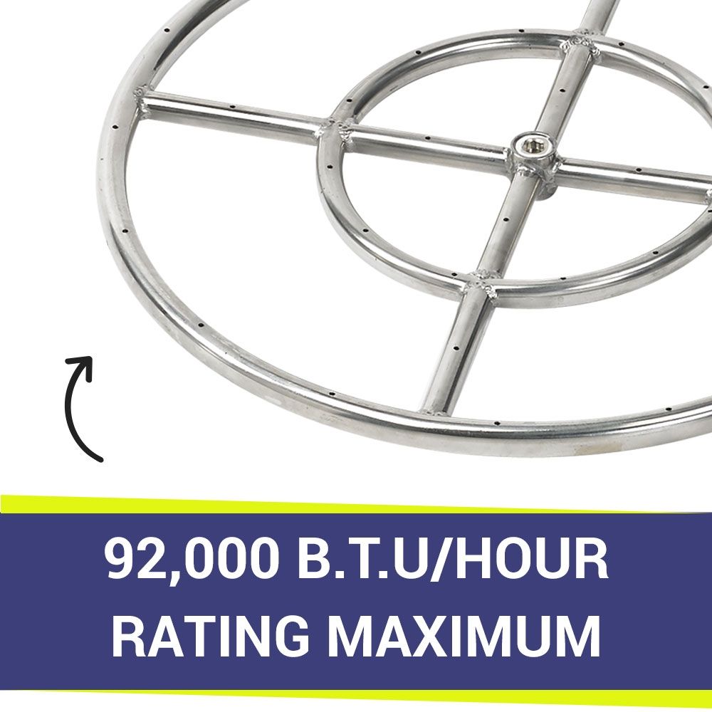 American Fire Products 18" Double-Ring Stainless Steel Fire Pit Burner with 1/2" Inlet