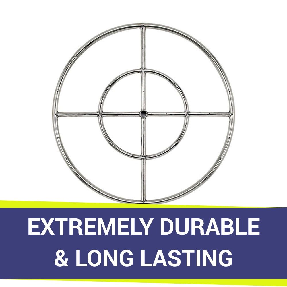 American Fire Products 24" Double-Ring Stainless Steel Fire Pit Burner with 1/2" Inlet