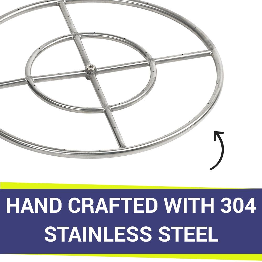 American Fire Products 24" Double-Ring Stainless Steel Fire Pit Burner with 1/2" Inlet