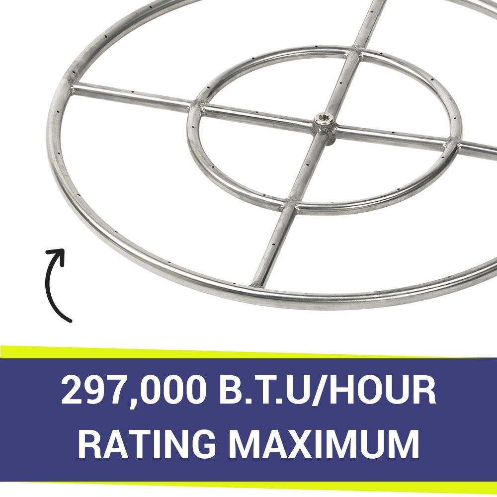 American Fire Products 24" Double-Ring Stainless Steel Fire Pit Burner with 1/2" Inlet