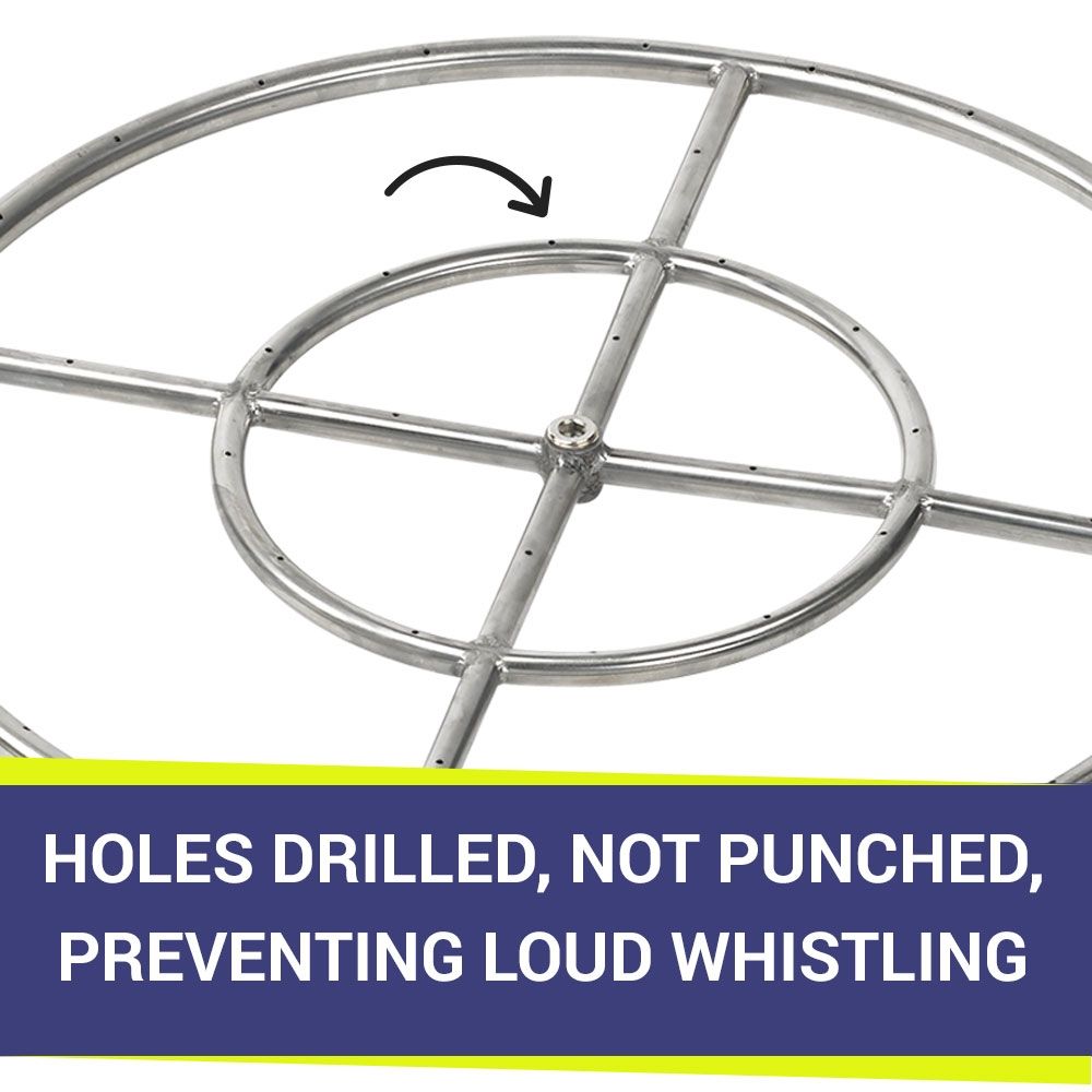 American Fire Products 24" Double-Ring Stainless Steel Fire Pit Burner with 1/2" Inlet