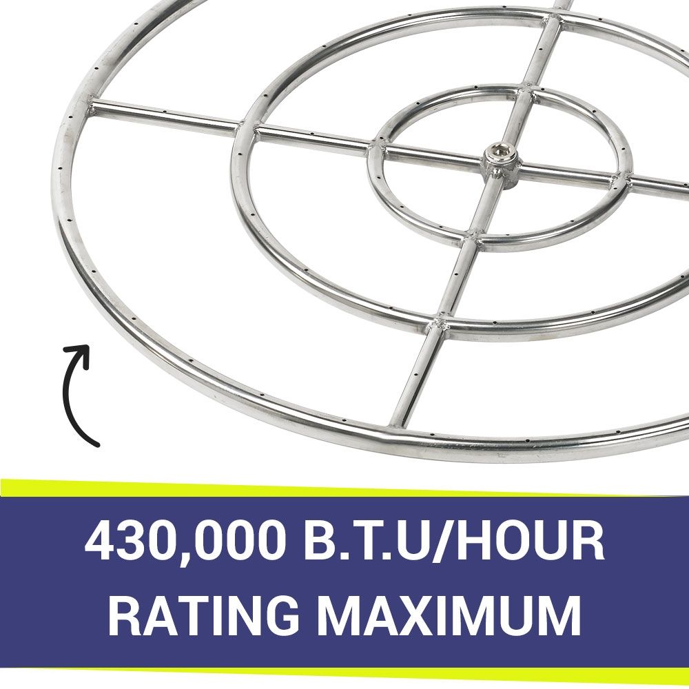 American Fire Products 30" Triple-Ring Stainless Steel Fire Pit Burner with 3/4" Inlet