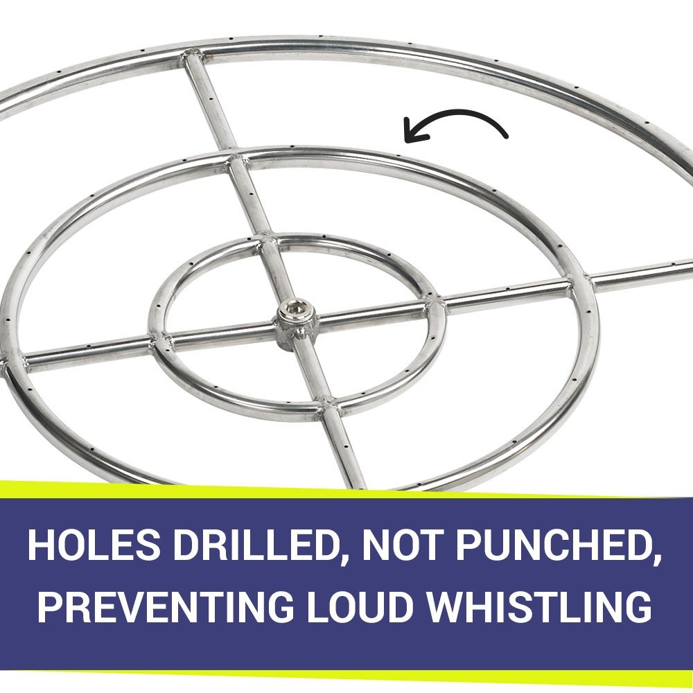 American Fire Products 30" Triple-Ring Stainless Steel Fire Pit Burner with 3/4" Inlet