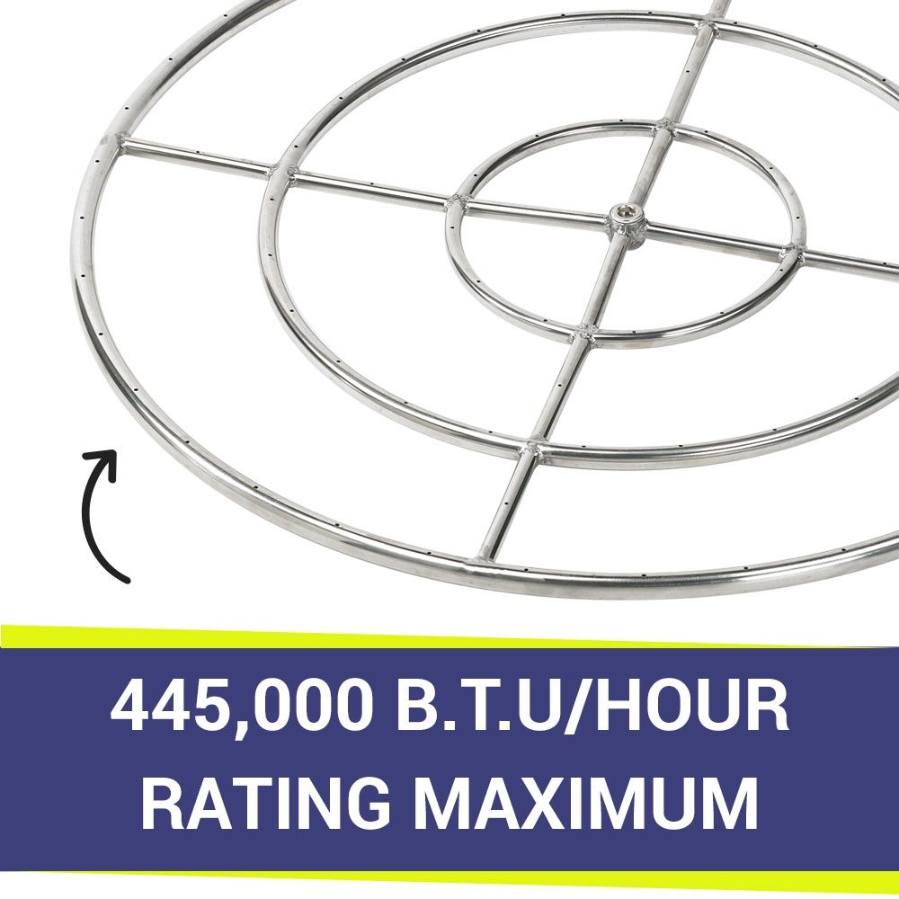 American Fire Products 36" Triple-Ring Stainless Steel Fire Pit Burner with 3/4" Inlet