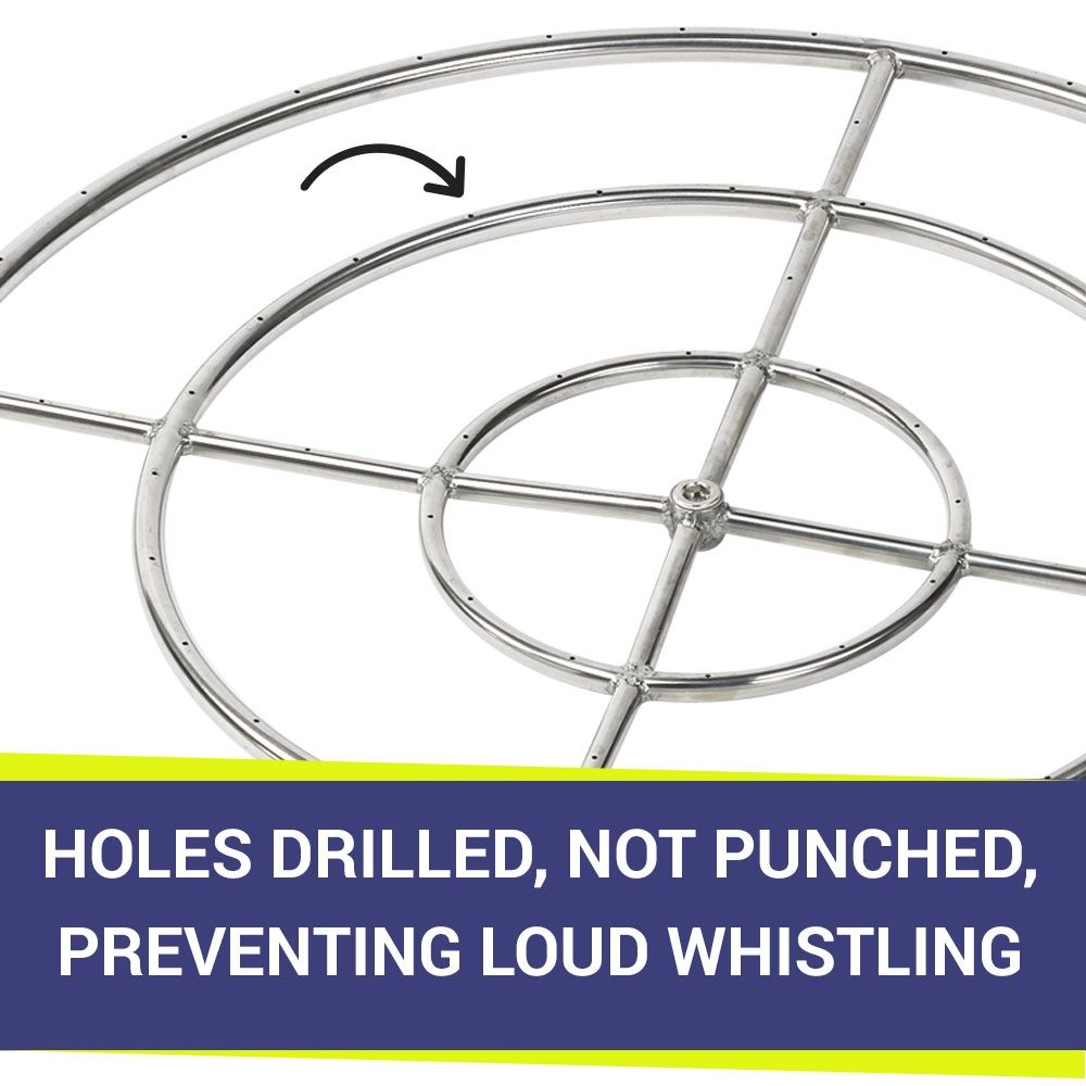 American Fire Products 36" Triple-Ring Stainless Steel Fire Pit Burner with 3/4" Inlet