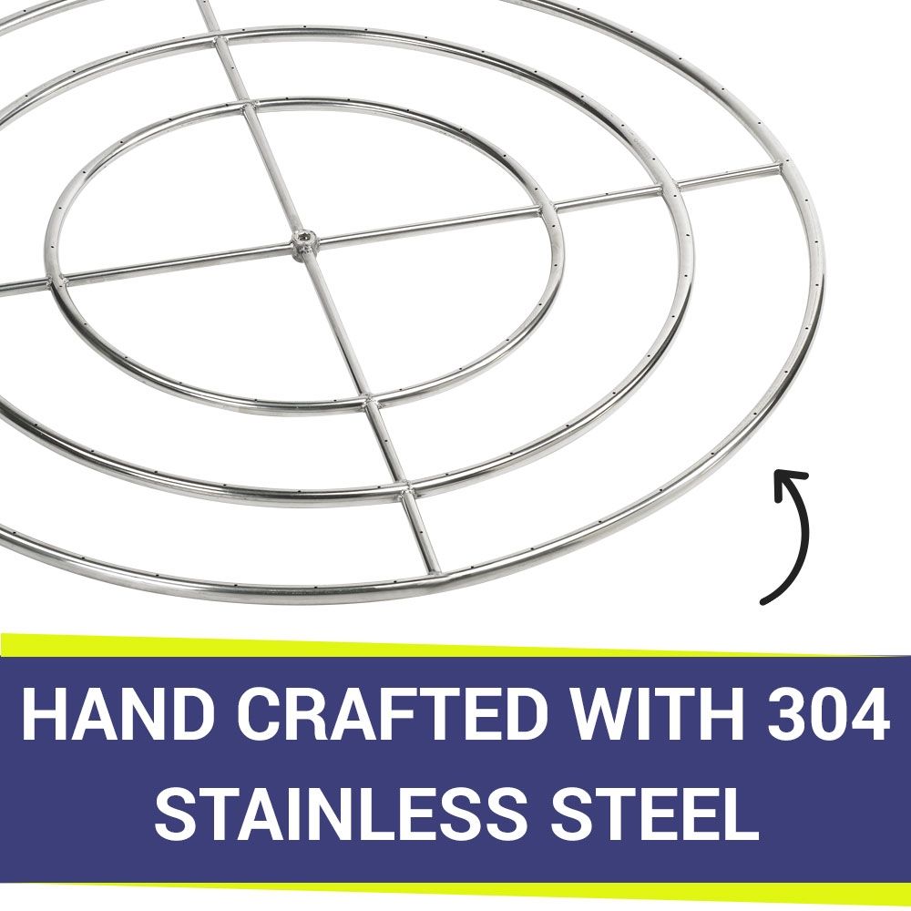 American Fire Products 48" Triple-Ring Stainless Steel Fire Pit Burner with 3/4" Inlet