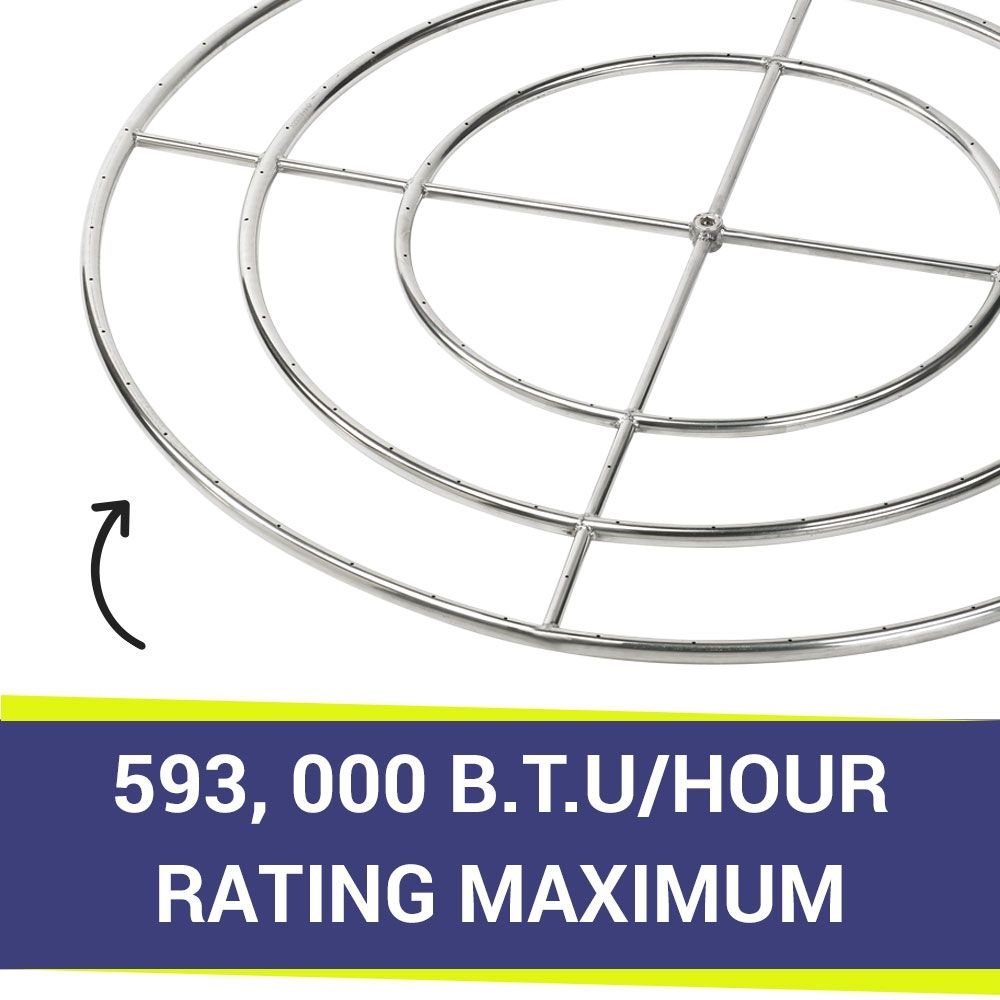 American Fire Products 48" Triple-Ring Stainless Steel Fire Pit Burner with 3/4" Inlet