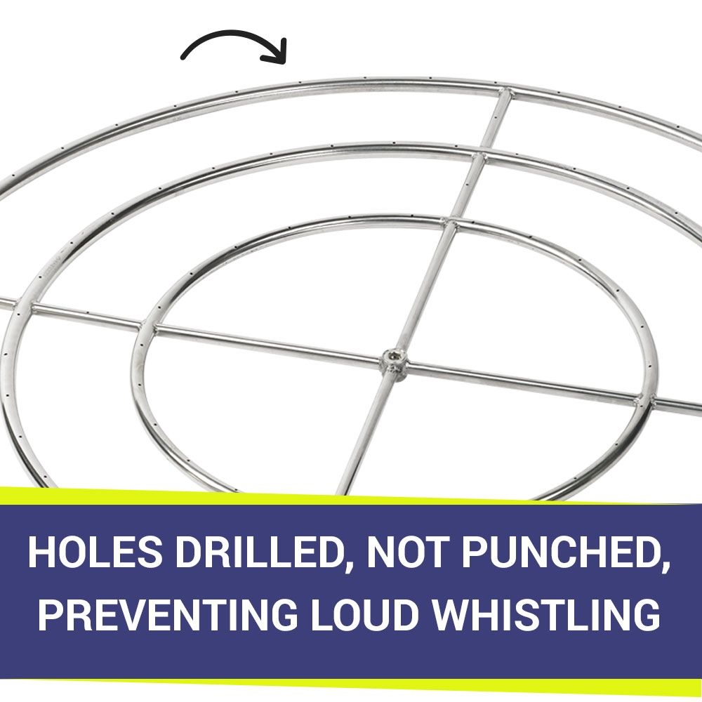 American Fire Products 48" Triple-Ring Stainless Steel Fire Pit Burner with 3/4" Inlet