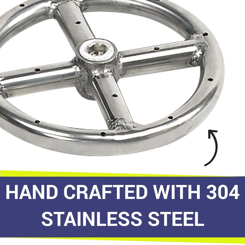 American Fire Products 6" Single-Ring Stainless Steel Fire Pit Burner with 1/2" Inlet