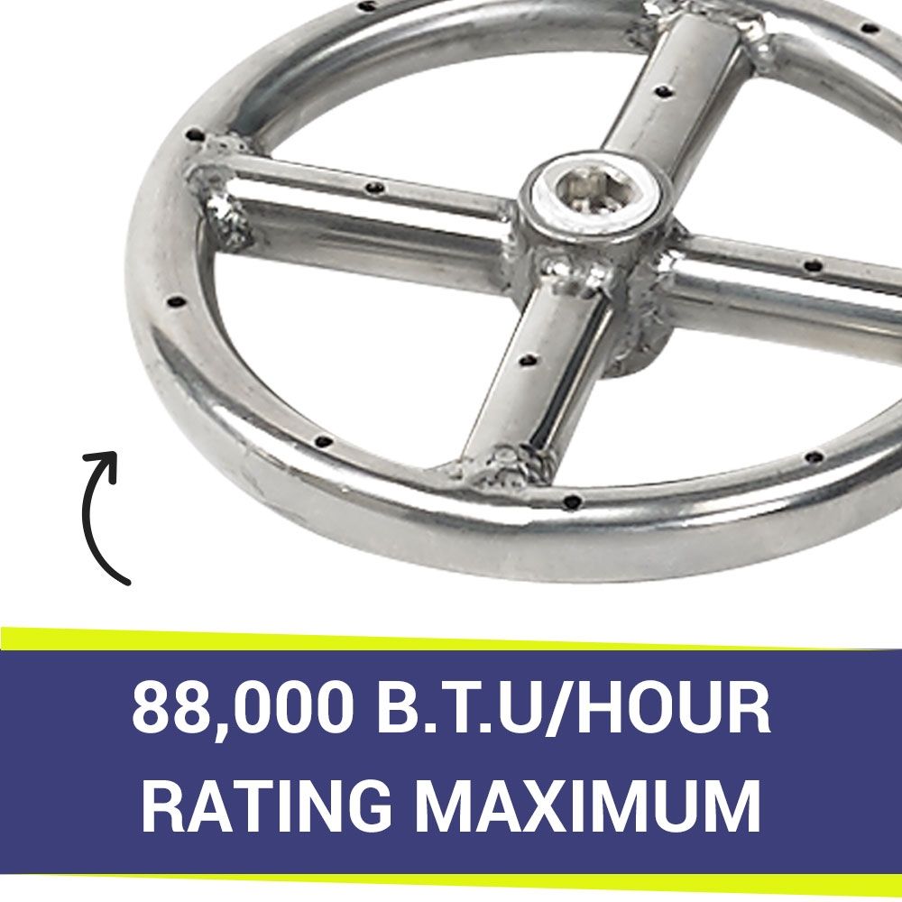 American Fire Products 6" Single-Ring Stainless Steel Fire Pit Burner with 1/2" Inlet