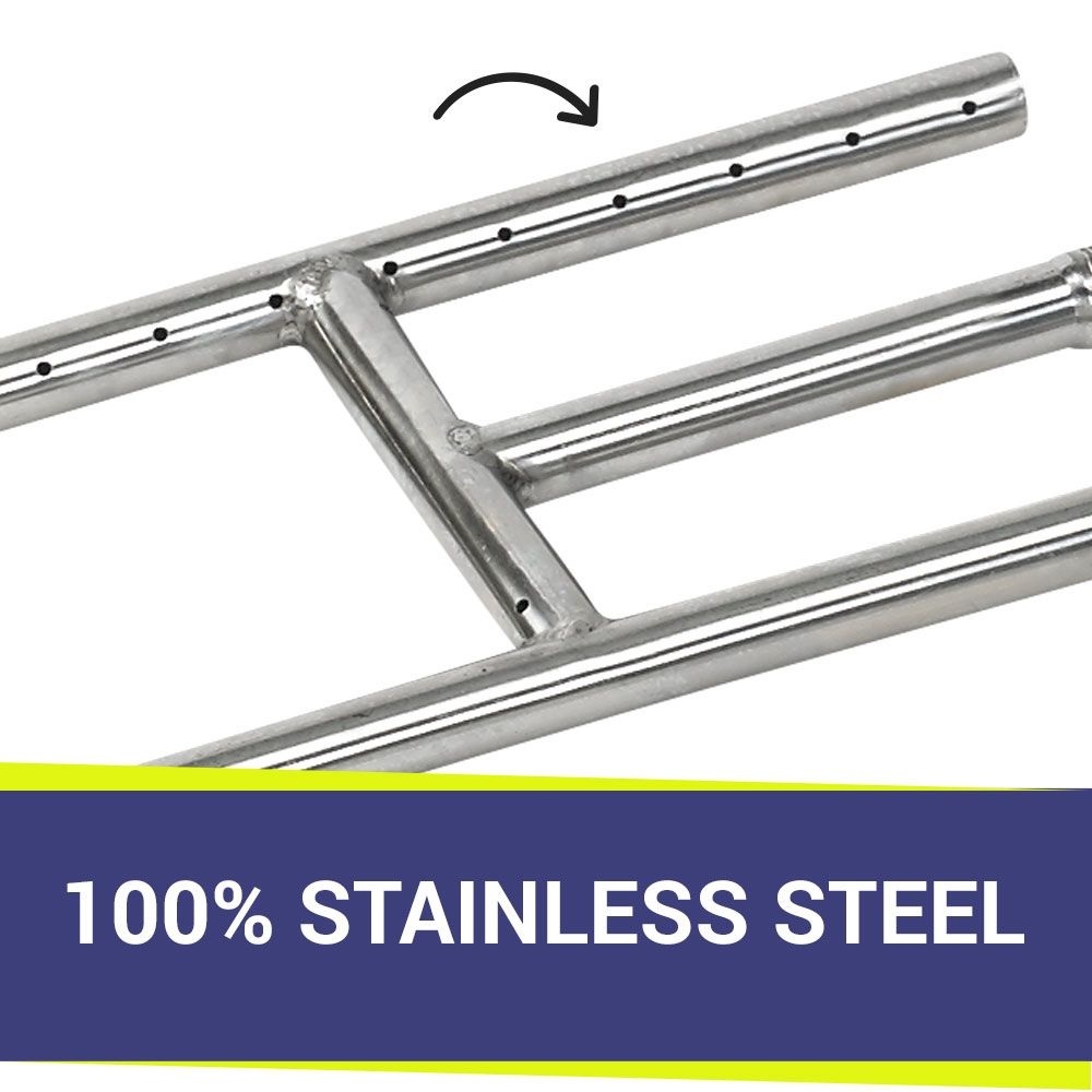 American Fire Products 304 Stainless Steel H-Style Fire Pit Burner 12" x 6"