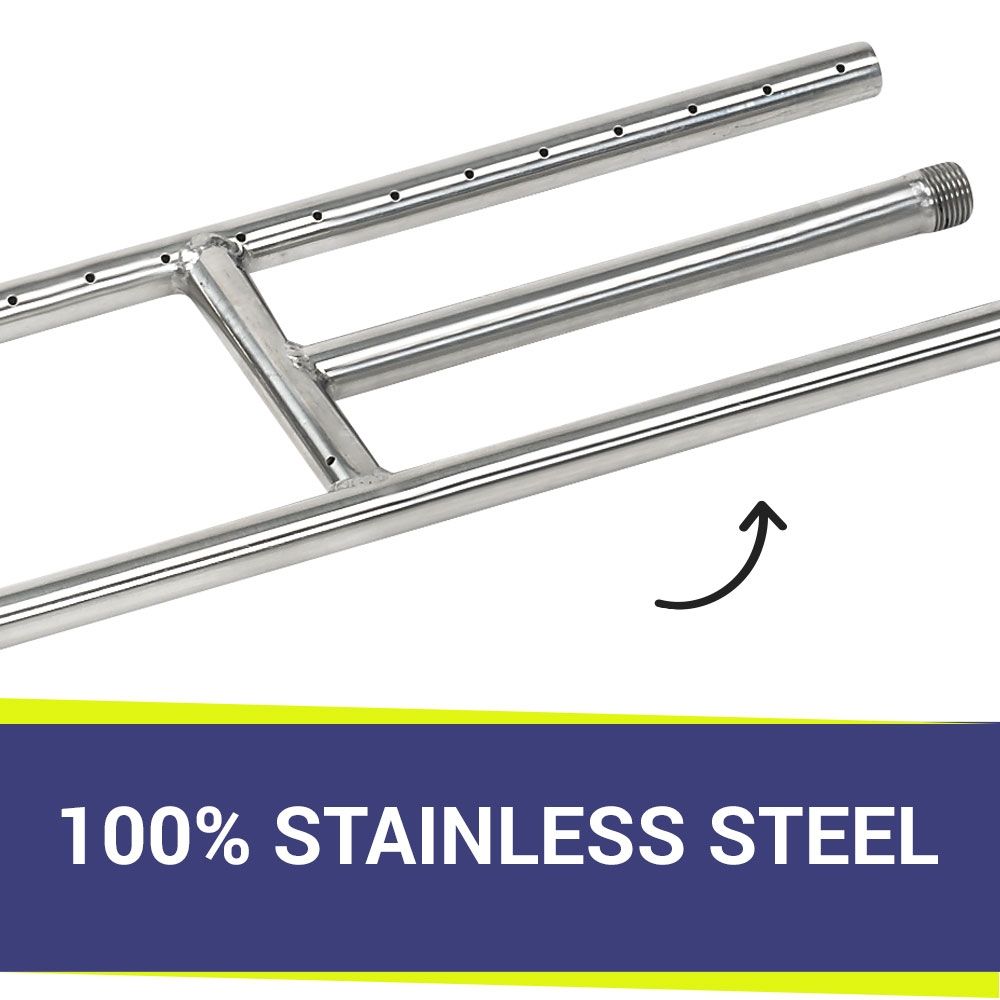 American Fire Products 304 Stainless Steel H-Style Fire Pit Burner 18" x 6"