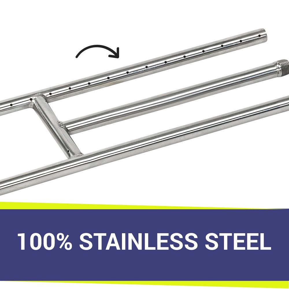 American Fire Products 304 Stainless Steel H-Style Fire Pit Burner 24" x 6"