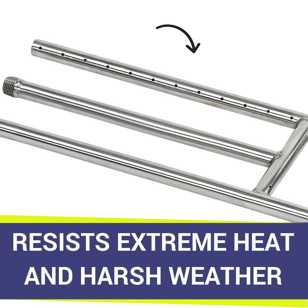 American Fire Products 304 Stainless Steel H-Style Fire Pit Burner 24" x 6"