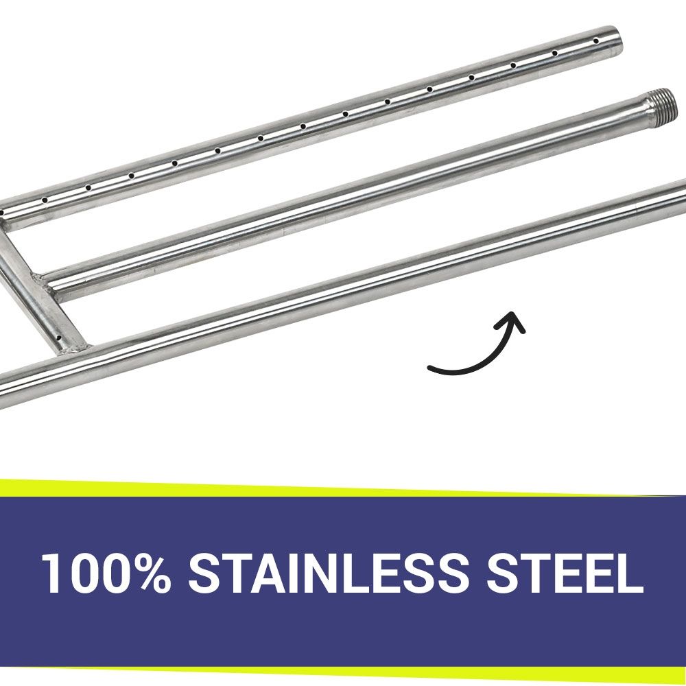 American Fire Products 304 Stainless Steel H-Style Fire Pit Burner 30" x 6"