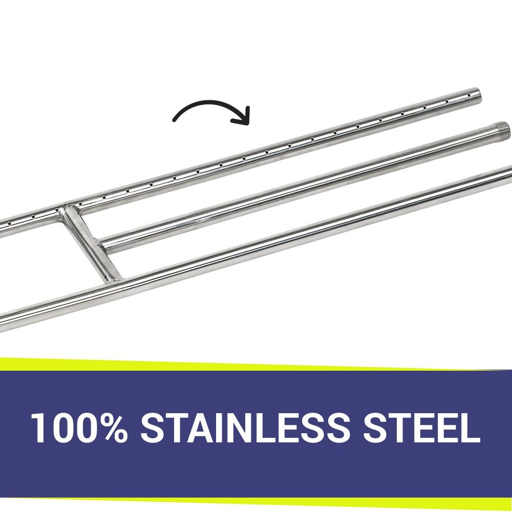 American Fire Products 304 Stainless Steel H-Style Fire Pit Burner 36" x 6"