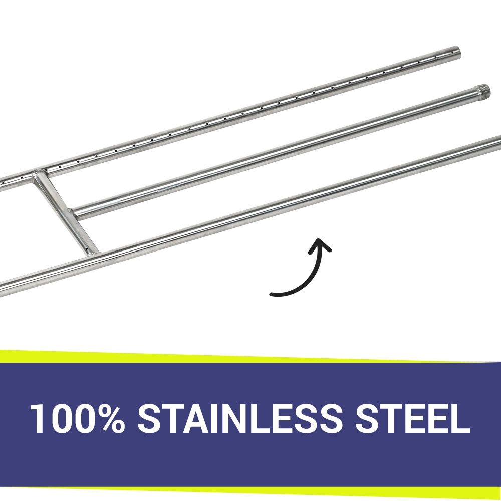 American Fire Products 304 Stainless Steel H-Style Fire Pit Burner 48" x 6"
