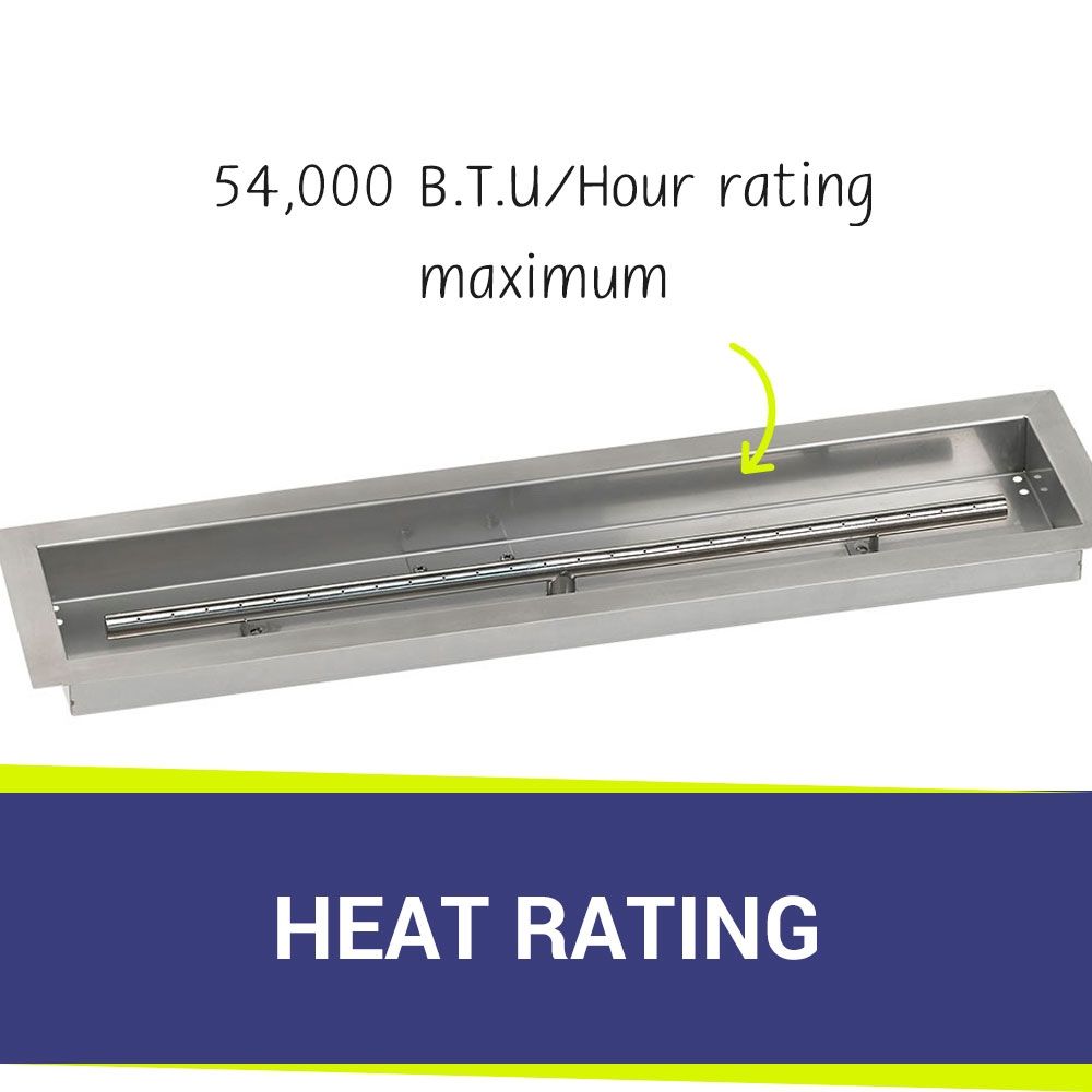 American Fire Products 30" x 6" Stainless Steel Linear Drop-In Fire Pit Pan with 1/2" Threaded Nipple