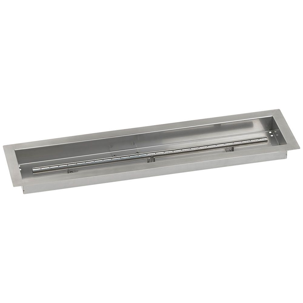 American Fire Products 30" x 6" Stainless Steel Linear Drop-In Fire Pit Pan with 1/2" Threaded Nipple