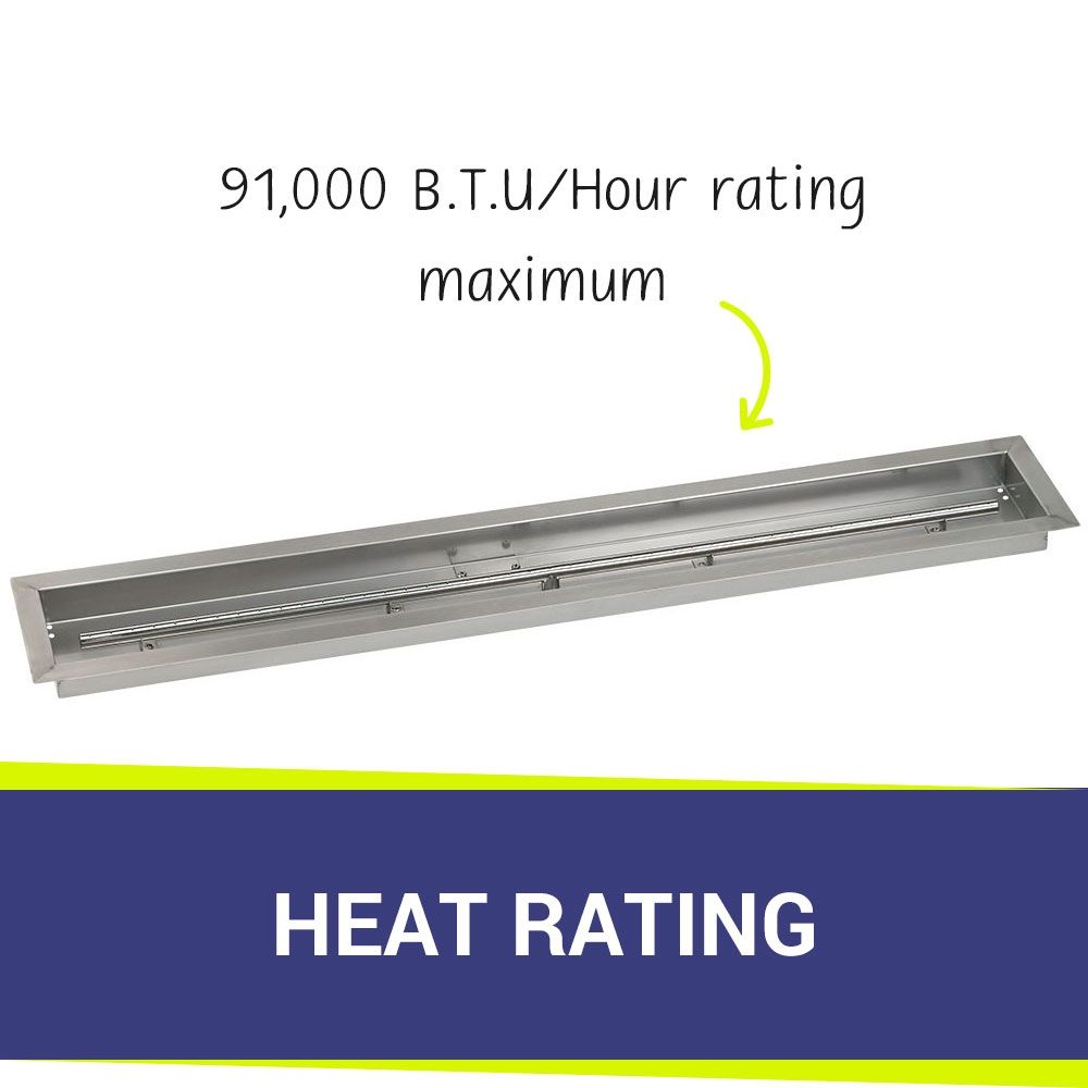 American Fire Products 48" x 6" Stainless Steel Linear Drop-In Fire Pit Pan with 1/2" Threaded Nipple