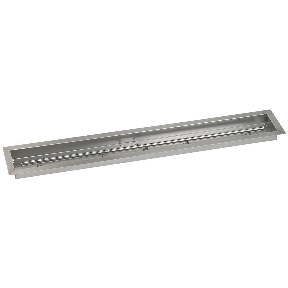 American Fire Products 48" x 6" Stainless Steel Linear Drop-In Fire Pit Pan with 1/2" Threaded Nipple
