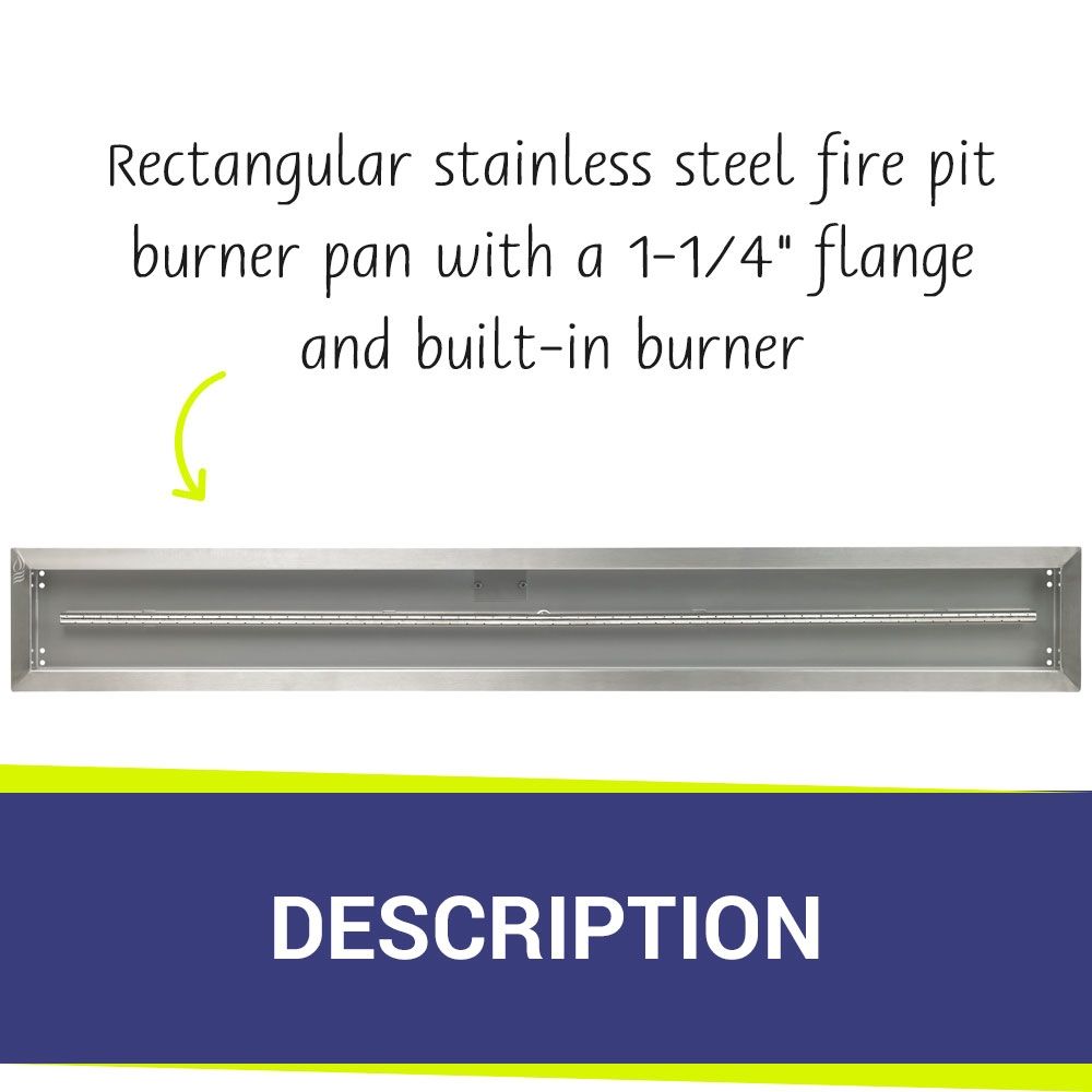 American Fire Products 60" x 6" Stainless Steel Linear Drop-In Fire Pit Pan with 1/2" Threaded Nipple