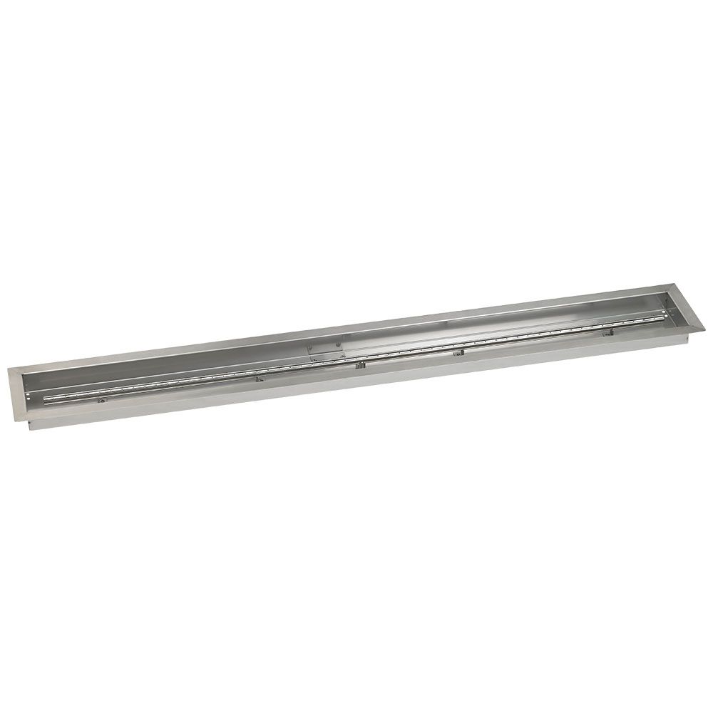 American Fire Products 60" x 6" Stainless Steel Linear Drop-In Fire Pit Pan with 1/2" Threaded Nipple