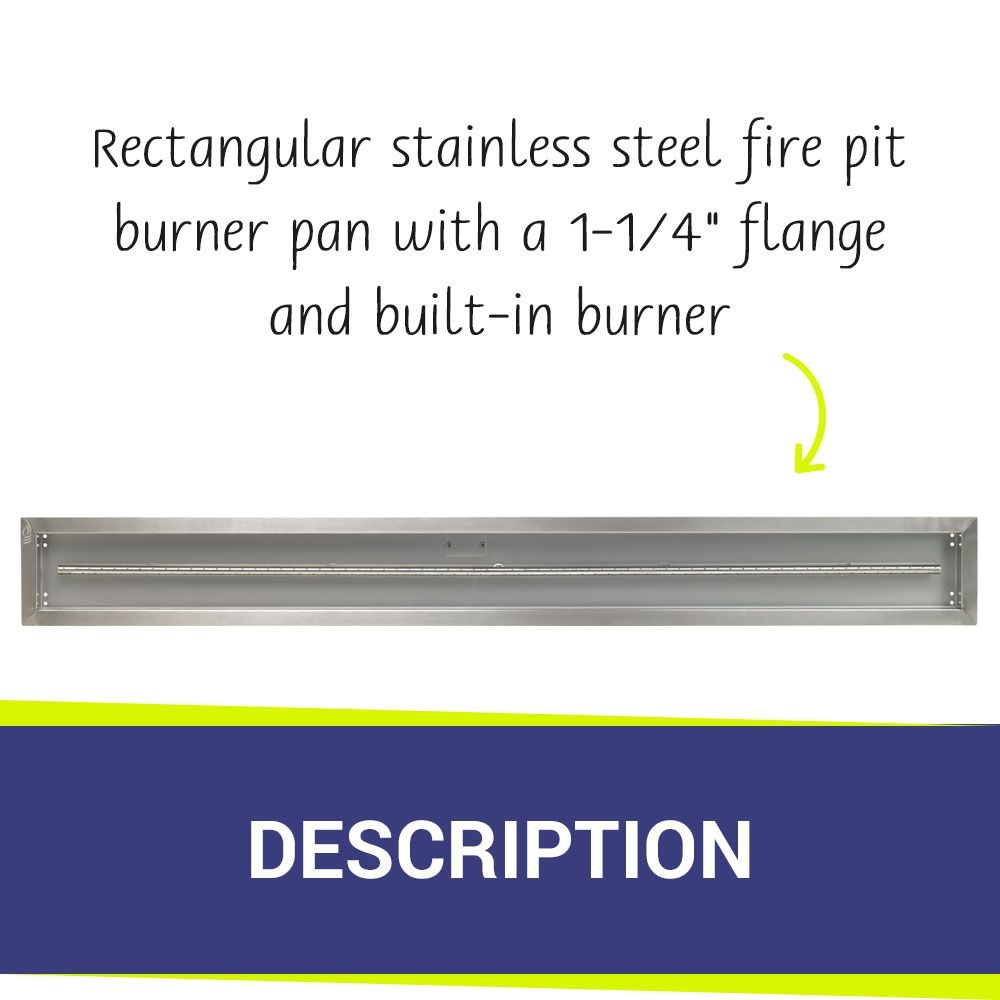 American Fire Products 72" x 6" Stainless Steel Linear Drop-In Fire Pit Pan with 1/2" Threaded Nipple
