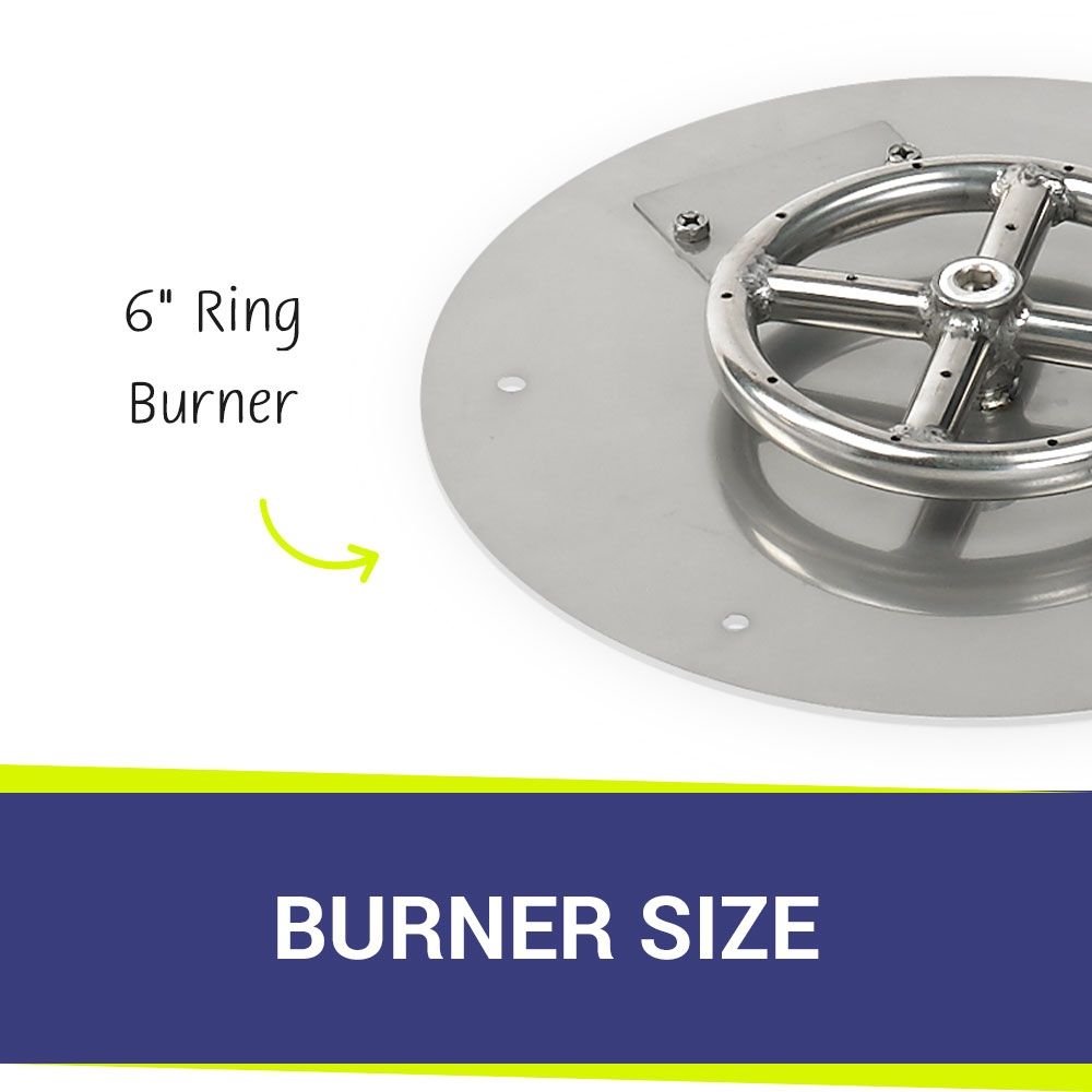 American Fire Products 12" Round Stainless Steel Flat Fire Pit Pan with 6" Fire Ring