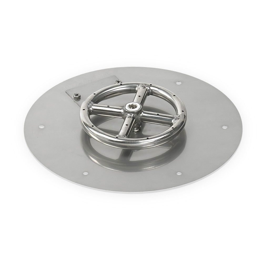 American Fire Products 12" Round Stainless Steel Flat Fire Pit Pan with 6" Fire Ring