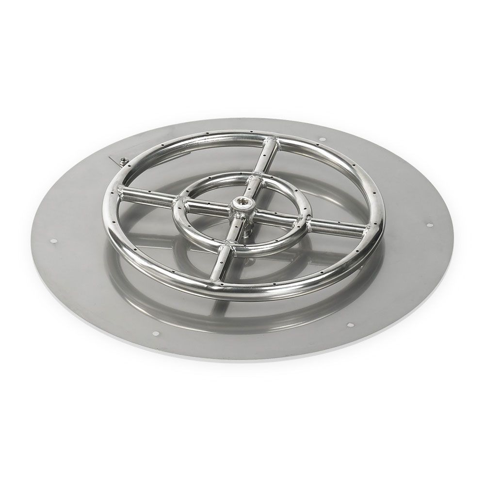American Fire Products 18" Round Stainless Steel Flat Fire Pit Pan with 12" Fire Ring