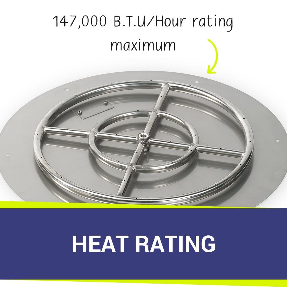 American Fire Products 24" Round Stainless Steel Flat Fire Pit Pan with 18" Fire Ring