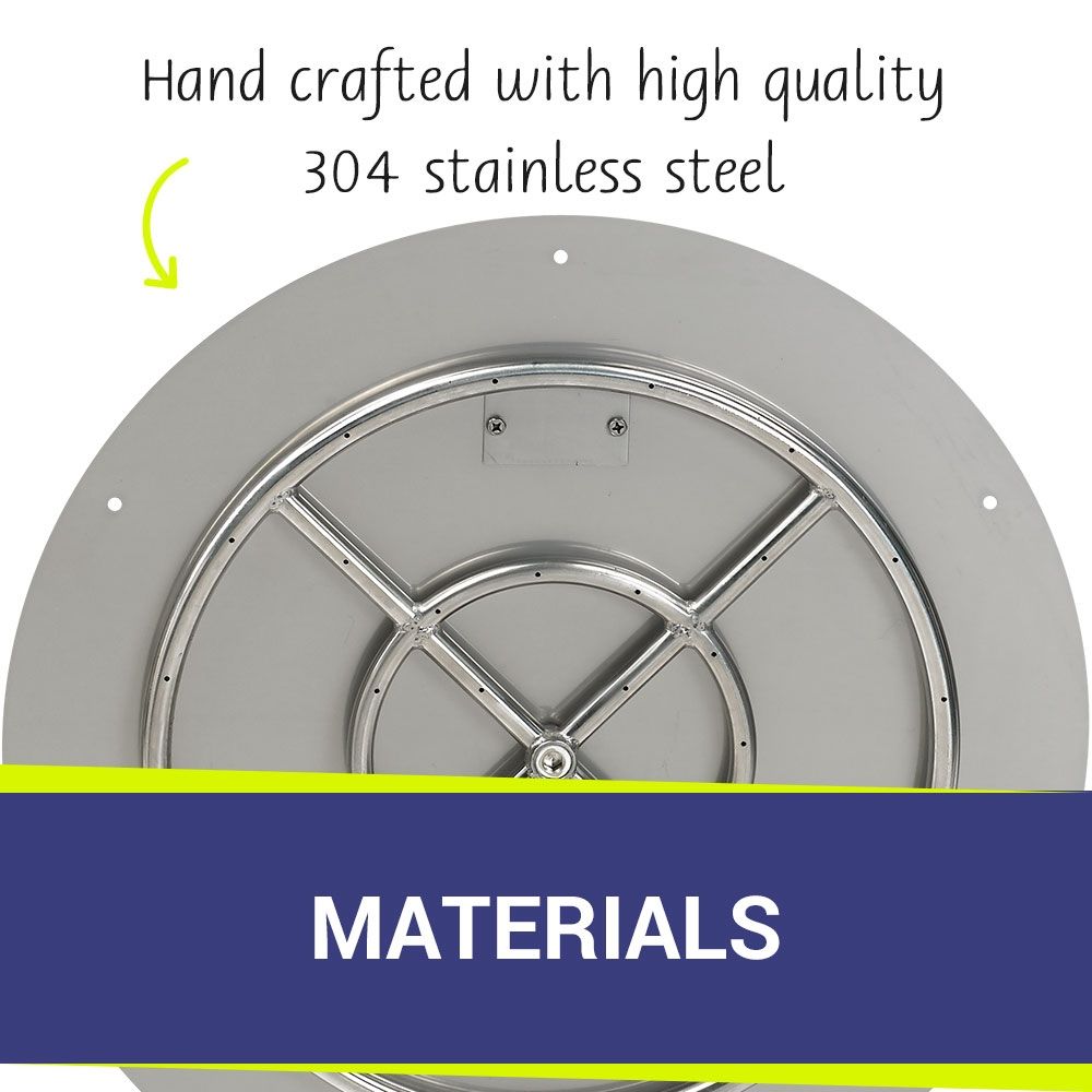 American Fire Products 24" Round Stainless Steel Flat Fire Pit Pan with 18" Fire Ring