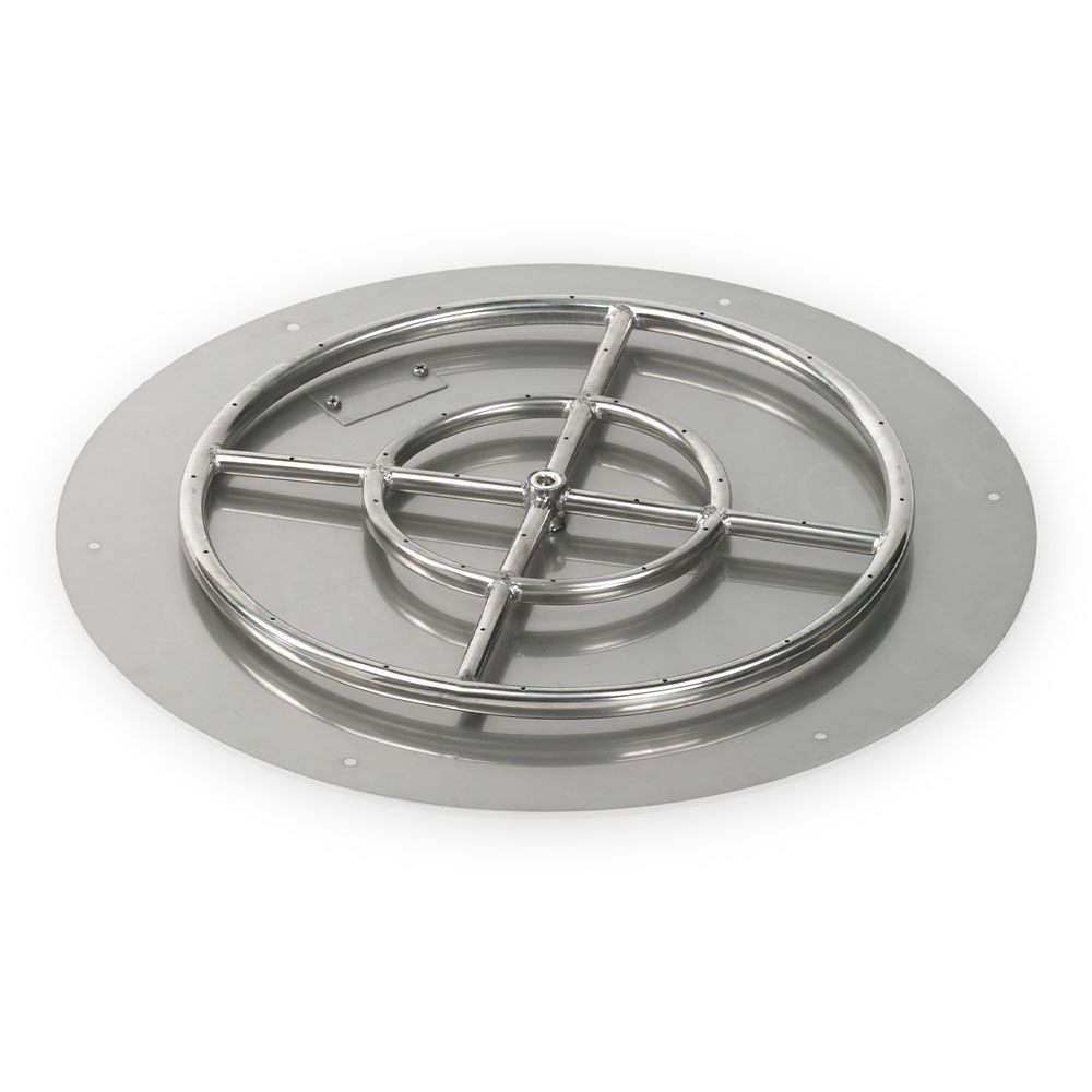 American Fire Products 24" Round Stainless Steel Flat Fire Pit Pan with 18" Fire Ring