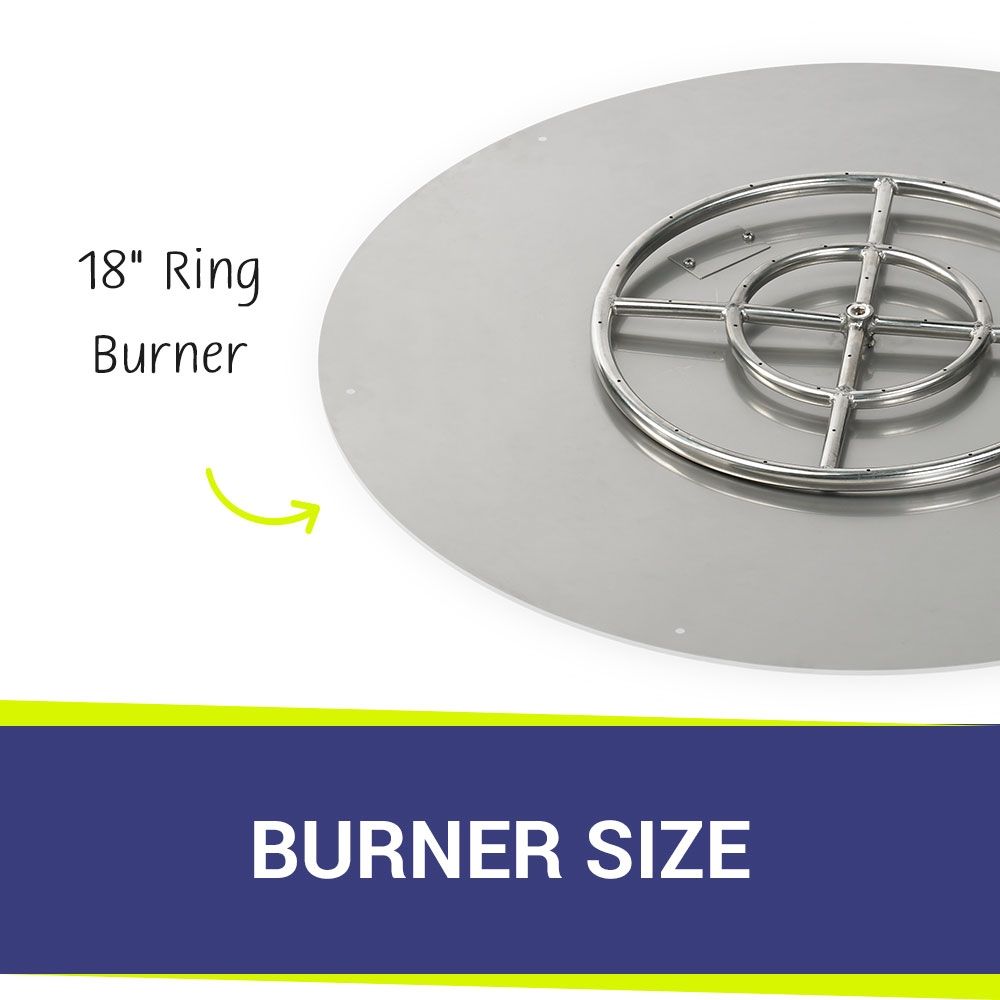 American Fire Products 36" Round Stainless Steel Flat Fire Pit Pan with 18" Fire Ring