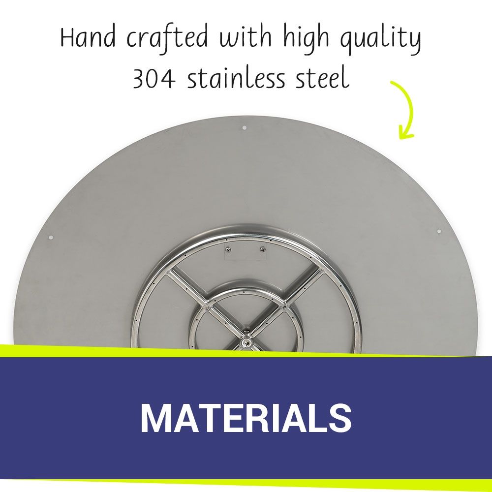 American Fire Products 36" Round Stainless Steel Flat Fire Pit Pan with 18" Fire Ring