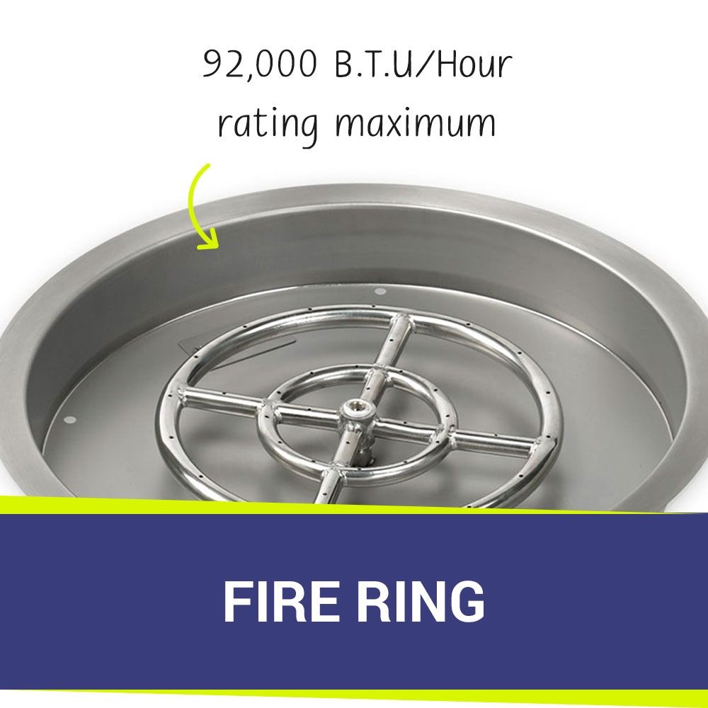 American Fire Products 19" Round Stainless Steel Drop-In Fire Pit Pan with 12" Fire Ring