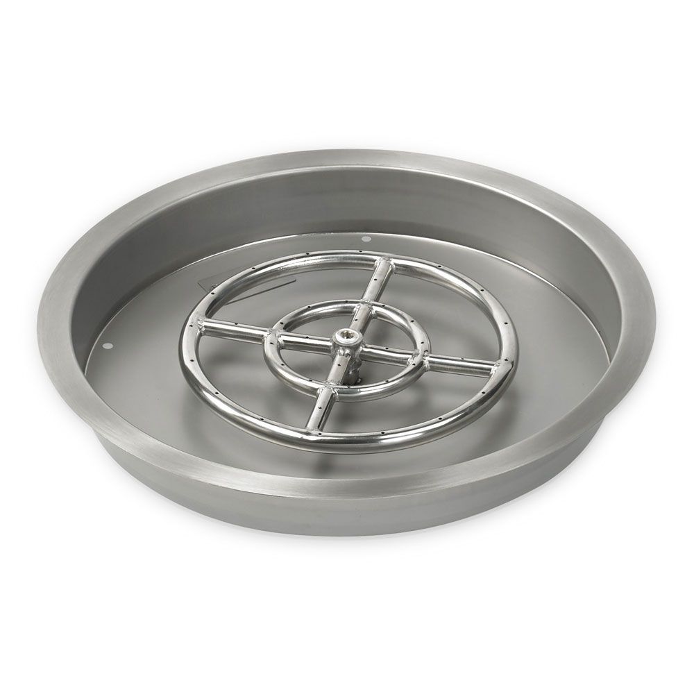American Fire Products 19" Round Stainless Steel Drop-In Fire Pit Pan with 12" Fire Ring