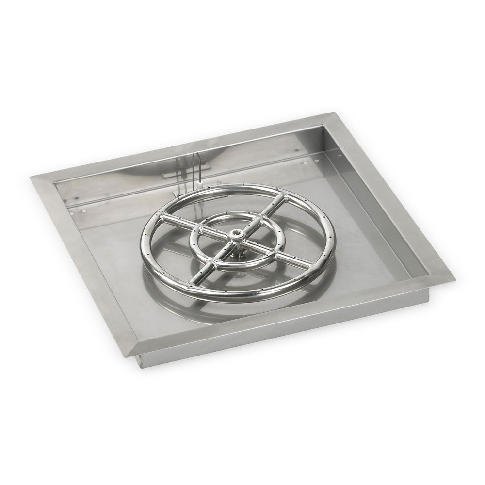 American Fire Products 18" Square Stainless Steel Drop-In Fire Pit Pan with 12" Fire Ring