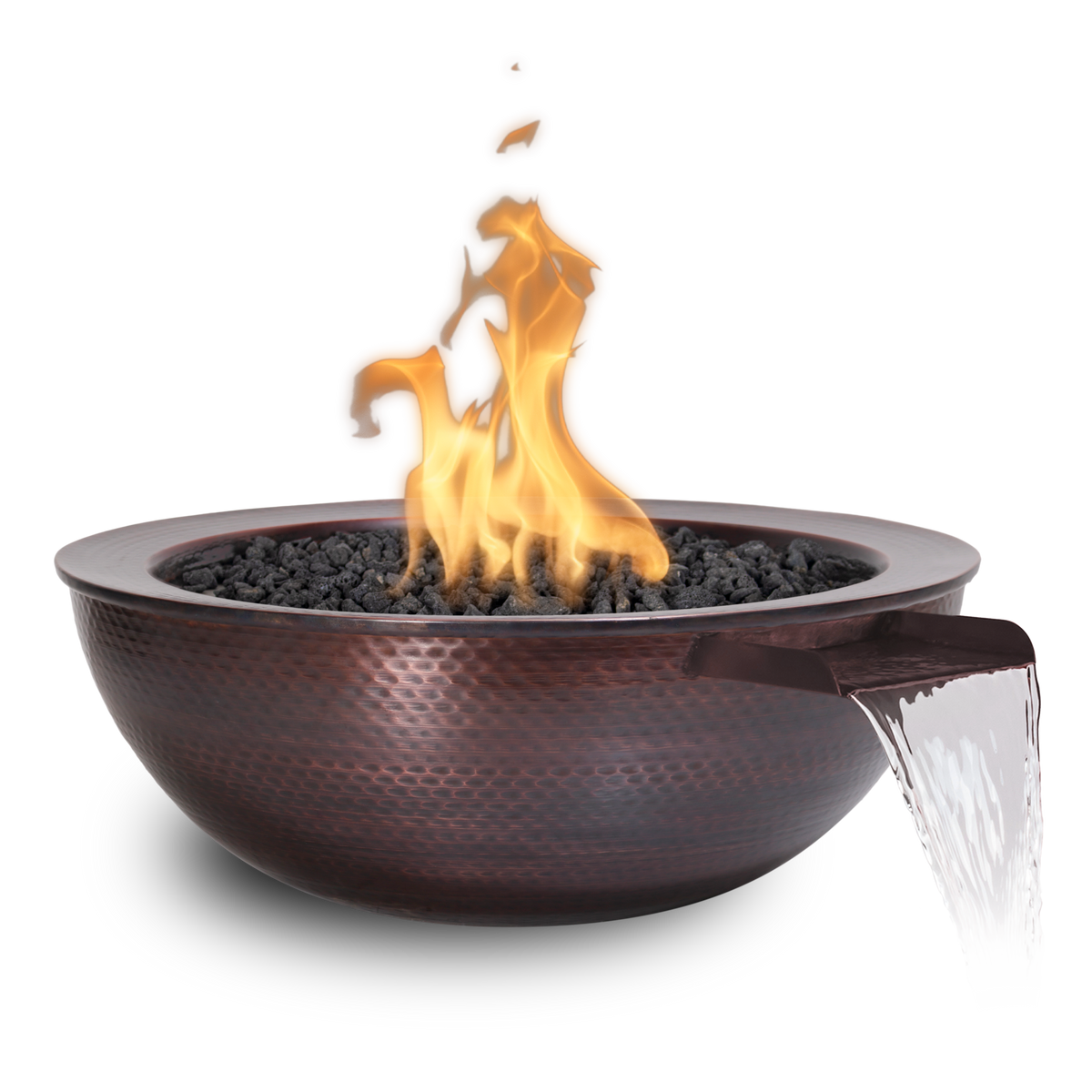The Outdoor Plus Sedona 27-Inch Round Fire & Water Bowl - Hammered Cop