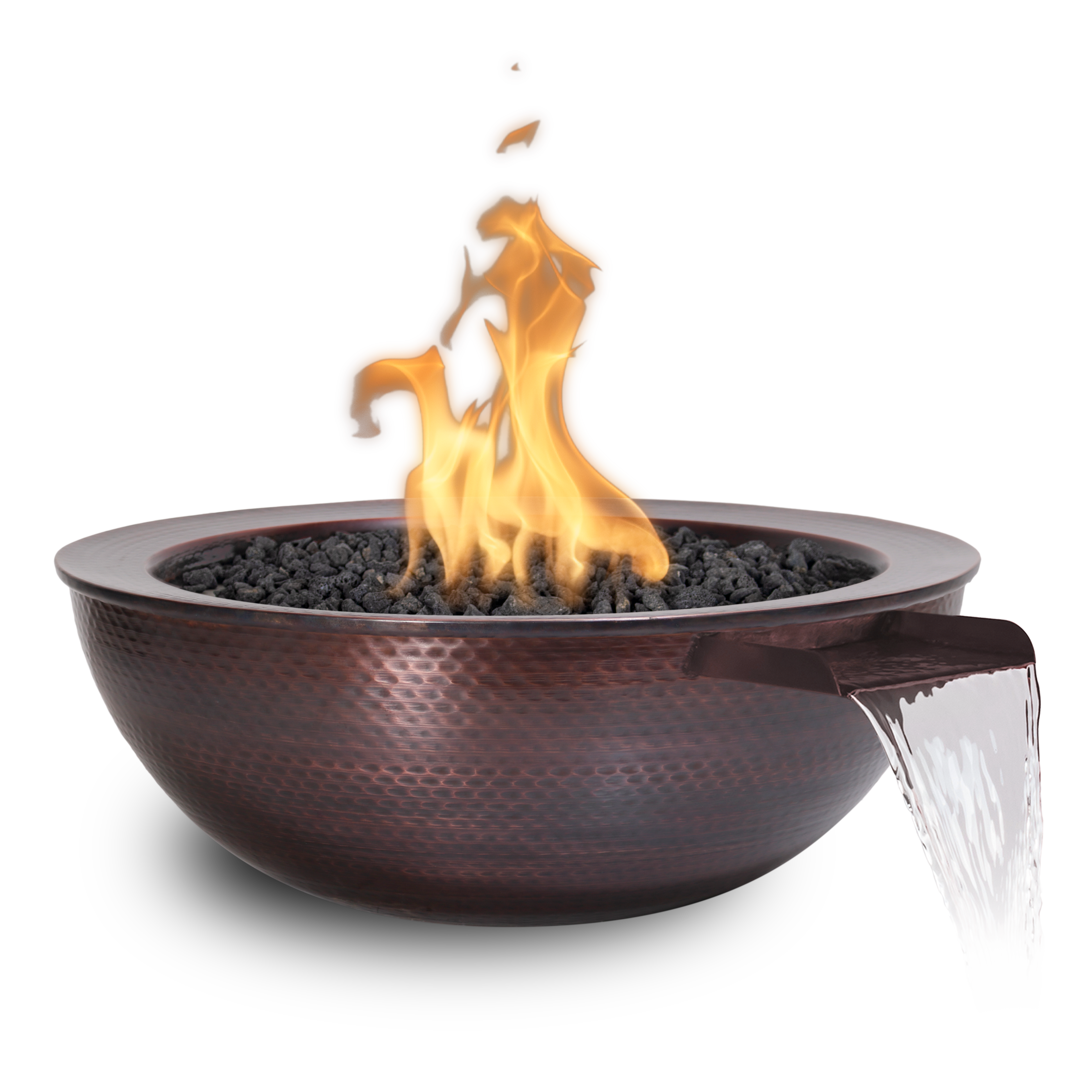 The Outdoor Plus Sedona 27-Inch Round Fire & Water Bowl - Hammered Copper - Backyard Ember