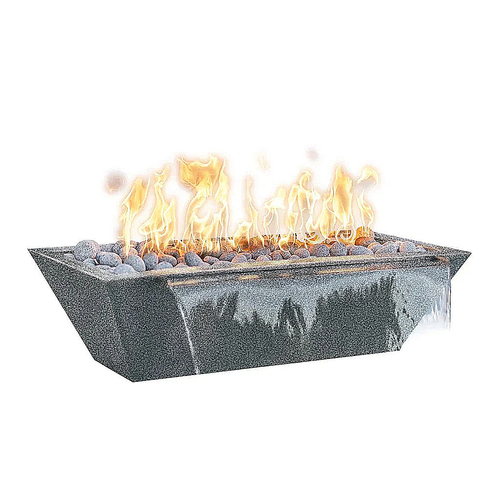 The Outdoor Plus 48" Rectangular Linear Maya Fire & Water Bowl - Powder Coated Metal
