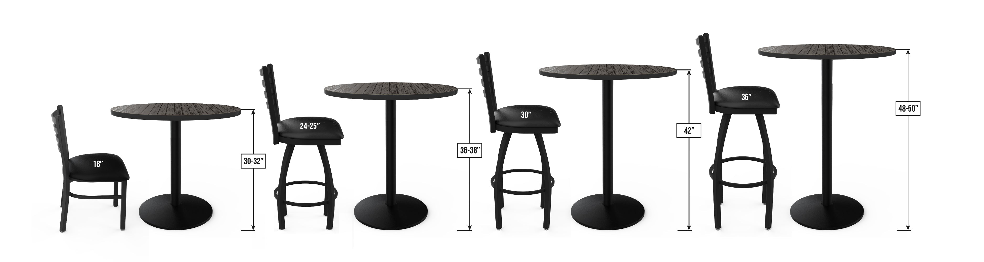 Holland Bar Stool 42-Inch Bar Height Round Patio Table - Indoor/Outdoor, with Umbrella Hole, Brushed Aluminum Base