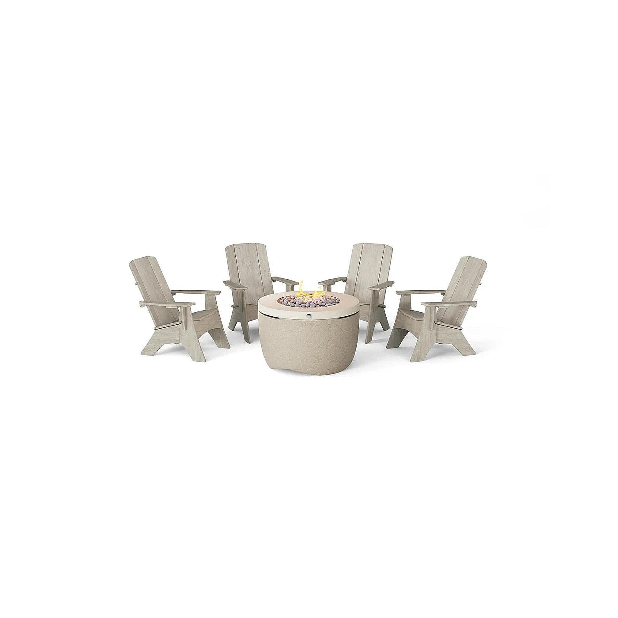 Halo Firepit with Set of 4 Adirondacks