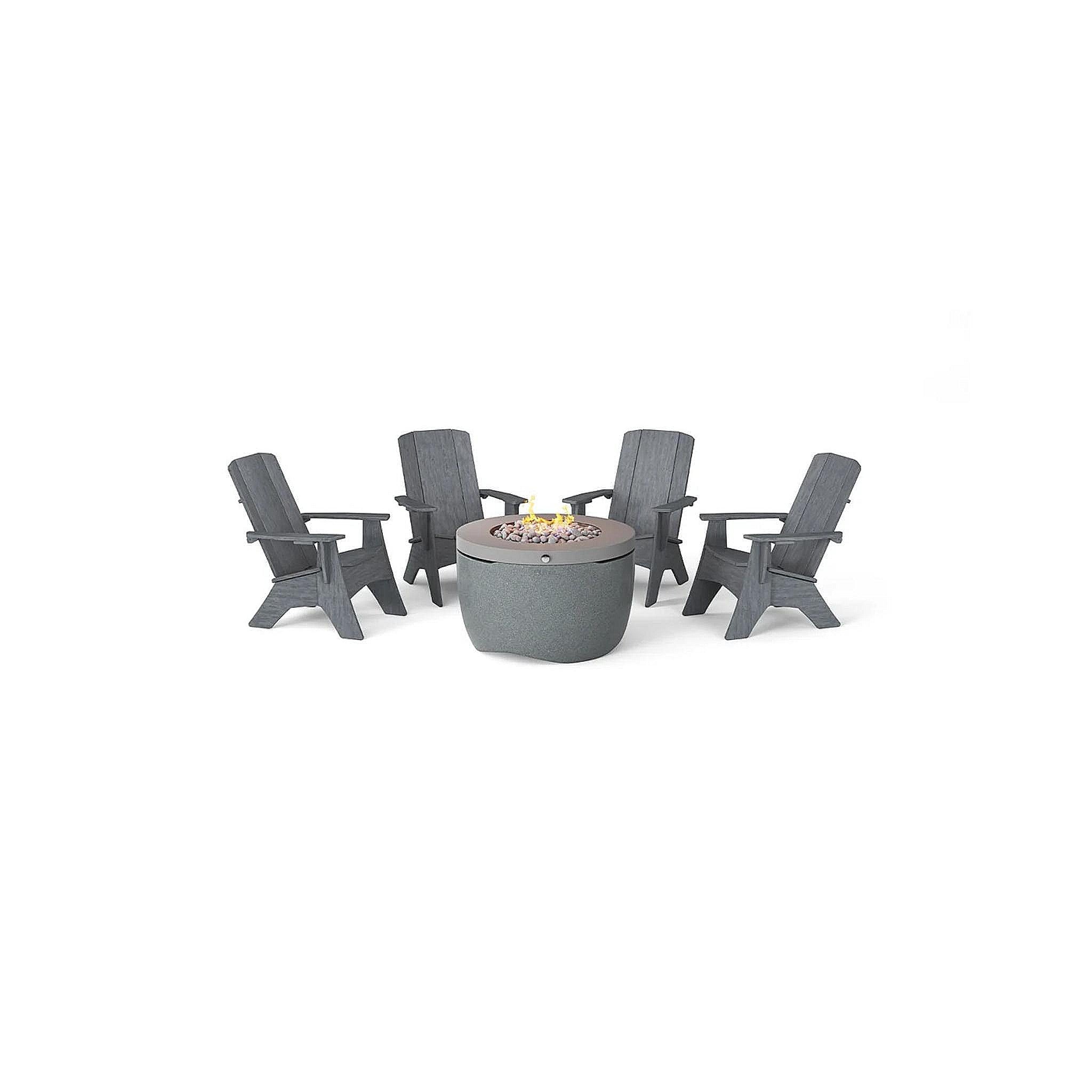 Halo Firepit with Set of 4 Adirondacks