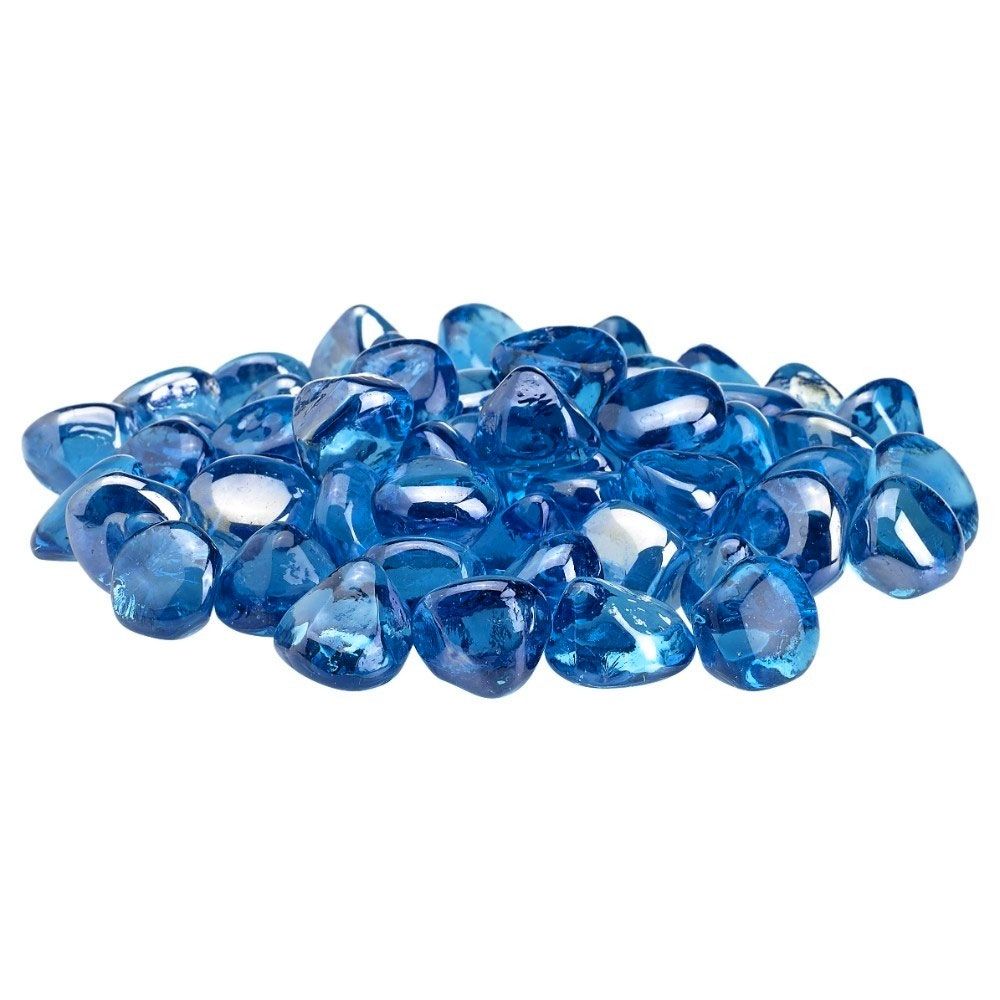 American Fire Products Coastal Blue Lust Zircon Fire Glass - 10 Pound Bag