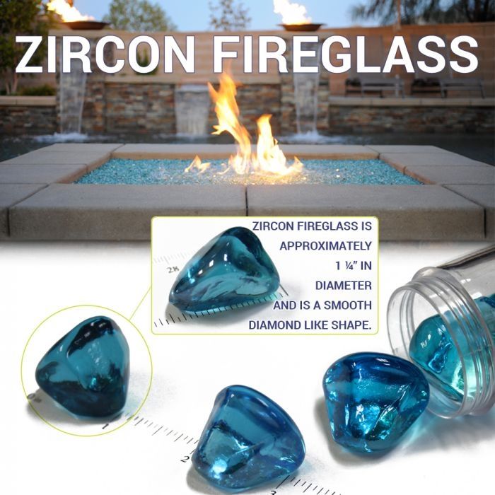 American Fire Products Coastal Blue Lust Zircon Fire Glass - 10 Pound Bag