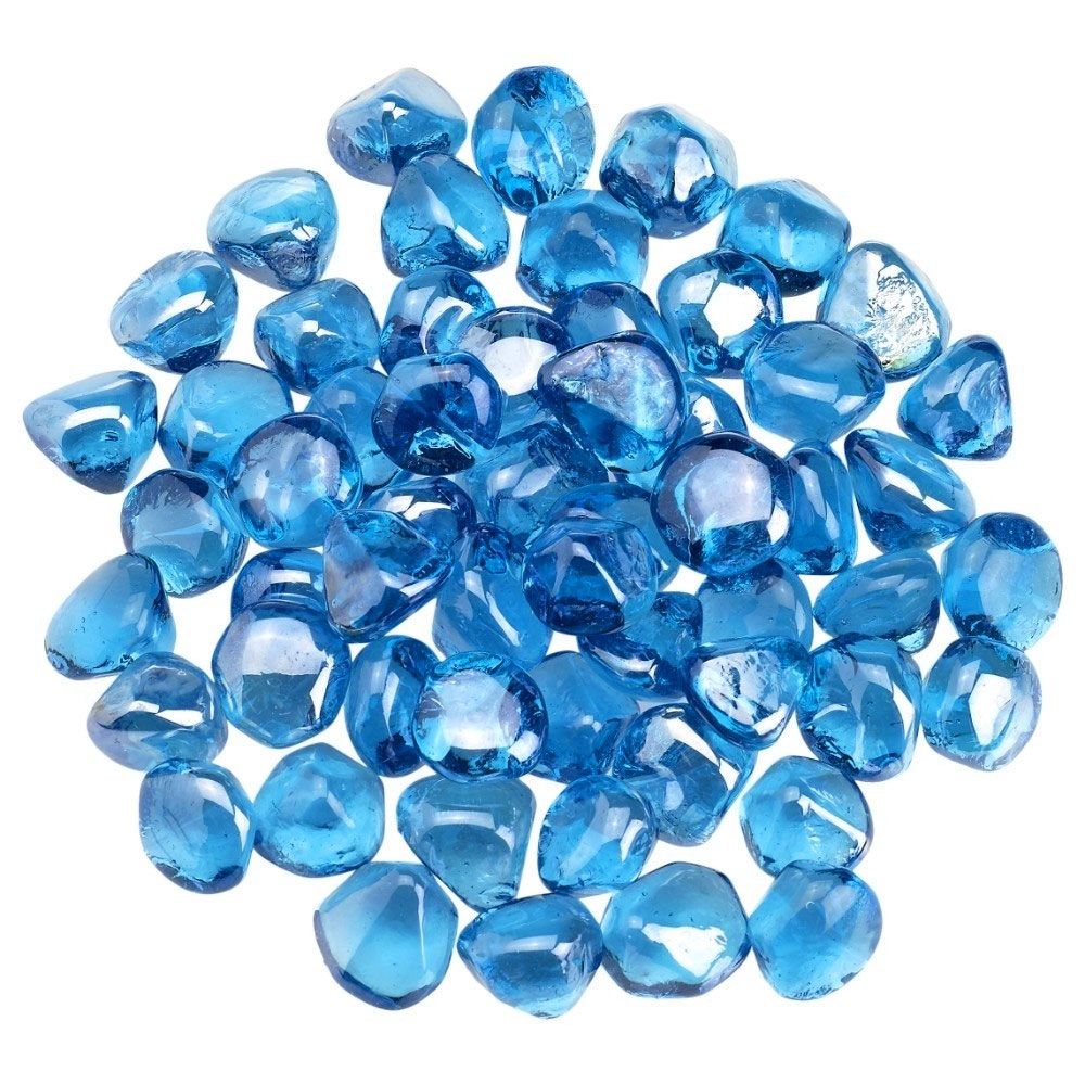 American Fire Products Coastal Blue Lust Zircon Fire Glass - 10 Pound Bag
